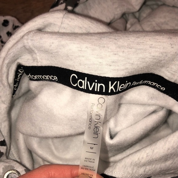 2/$30 Calvin Klein Performance Animal Print Black White Grey Hoodie Pullover M - Picture 5 of 6